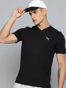 Puma Brand Logo Printed V-Neck Pure Cotton T-shirt