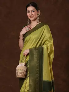 Saree mall Checked Zari Silk Blend Kanjeevaram Sarees