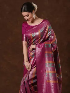 Saree mall Floral Zari Silk Blend Kanjeevaram Sarees