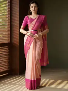 Saree mall Checked Zari Silk Blend Kanjeevaram Sarees