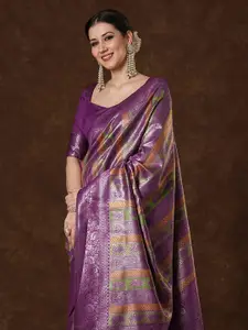 Saree mall Floral Zari Silk Blend Kanjeevaram Sarees