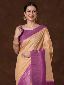 Saree mall Checked Zari Silk Blend Kanjeevaram Sarees