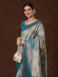 Saree mall Ethnic Motifs Zari Silk Blend Kanjeevaram Sarees