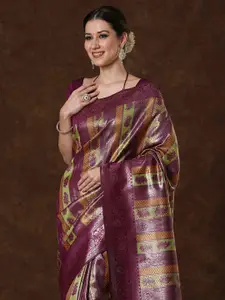 Saree mall Ethnic Motifs Zari Silk Blend Kanjeevaram Sarees