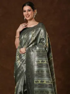 Saree mall Floral Zari Silk Blend Kanjeevaram Sarees