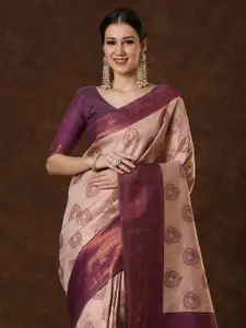 Saree mall Ethnic Motifs Zari Silk Blend Kanjeevaram Sarees