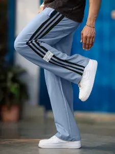 Maniac Men Striped Relaxed-Fit Mid-Rise Track Pants