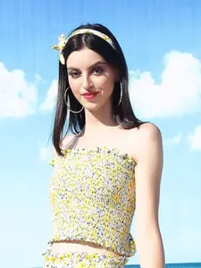 Sera Floral Print Strapless Sleeveless Tube Crop Top