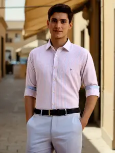 Allen Solly Men Slim Fit Spread Collar Micro Checked Cotton Formal Shirt