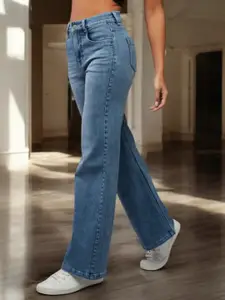 DOLCE CRUDO Yellowstone Park Women Wide Leg High-Rise Stretchable Jeans