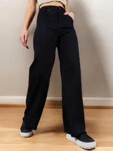 DOLCE CRUDO Women Wide Leg High-Rise Stretchable Jeans