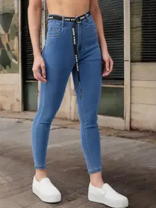 DOLCE CRUDO Women Skinny Fit High-Rise Slash Knee Stretchable Jeans