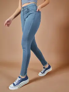 DOLCE CRUDO Women Skinny Fit High-Rise Clean Look Stretchable Jeans