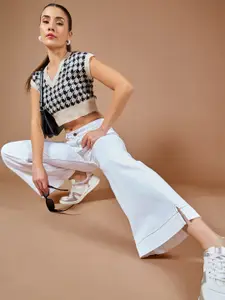 DOLCE CRUDO Women Stretchable Wide Leg Jeans