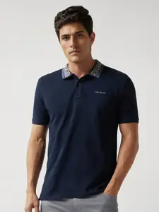 Louis Philippe Jeans Men Solid Polo Collar Cotton Slim Fit T-shirt