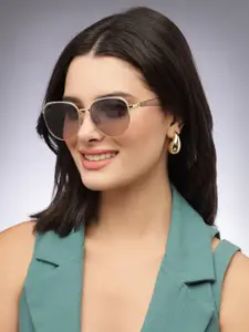 HASHTAG EYEWEAR Women Oval Sunglasses with Polarised and UV Protected Lens