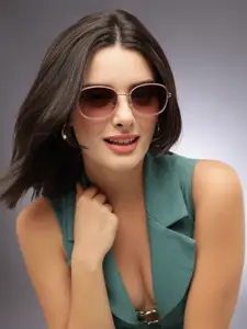 HASHTAG EYEWEAR Women Square Sunglasses with Polarised and UV Protected Lens SEVA-5G23-PNK