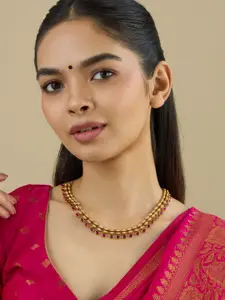 Kushal's Fashion Jewellery Gold-Plated Artificial Stones Antique Necklace