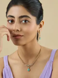 Kushal's Fashion Jewellery Mint Rhodium Gold-Plated Party Zircon Necklace