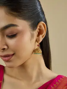 Kushal's Fashion Jewellery Gold-Plated Copper Dome Shaped Jhumkas Earrings