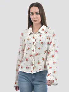 ONLY Women Regular Fit Spread Collar Floral Printed Cotton Casual Shirt