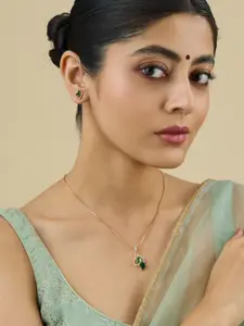 Kushal's Fashion Jewellery Embellished Bridal Rhodium-Plated CZ Party Pendant Set