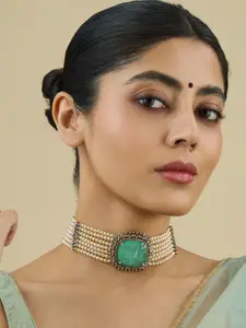 Kushal's Fashion Jewellery Mint Victorian-Plated Party Zircon Necklace