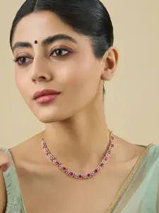 Kushal's Fashion Jewellery Embellished Bridal Gold-Plated Cubic Zirconia Necklace