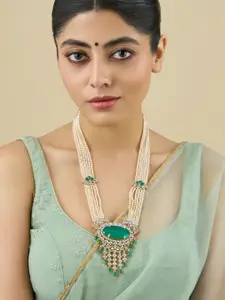 Kushal's Fashion Jewellery Rhodium Gold-Plated Party Zircon Necklace