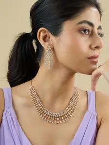 Kushal's Fashion Jewellery White Rhodium Gold-Plated Party Zircon Necklace