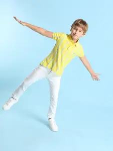 U.S. Polo Assn. Kids Boys Striped Polo Collar Cotton T-shirt