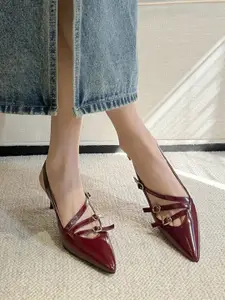 Street Style Store Women Slim Pumps With Buckles