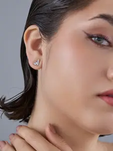 Kushal's Fashion Jewellery 92.5  Rhodium-Plated Silver Classic Studs Earrings