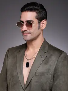 HASHTAG EYEWEAR Men Oval Sunglasses with Polarised UV Protected Lens ICE-S2356-C2-Gradient