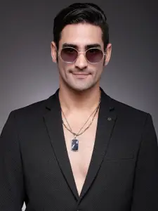 HASHTAG EYEWEAR Men Oval Sunglasses with Polarised and UV Protected Lens ICE-S2356-C3