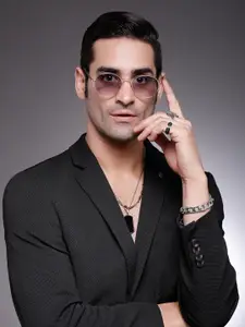 HASHTAG EYEWEAR Men Oval Sunglasses with Polarised UV Protected Lens ICE-S2356-C1-Gradient