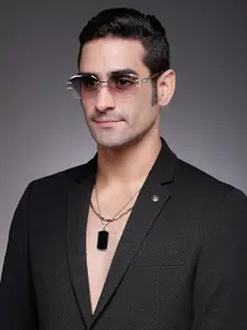 HASHTAG EYEWEAR Men Rimless Square Sunglass with Polarised & UV Protect Lens ICE-S2733-C1