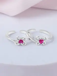 Zavya 925 Pure Sterling Silver Rhodium-Plated Cubic Zirconia Studded Toe Rings