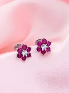 Zavya 92.5 Sterling Silver Rhodium-Plated Cubic Zirconia Contemporary Studs Earrings