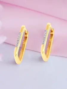 Zavya 925 Sterling Silver Gold-Plated Cubic Zirconia Studded Contemporary Hoop Earrings