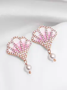 Zavya 92.5 Sterling Silver Rose Gold-Plated Cubic Zirconia Contemporary Drop Earrings