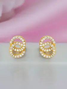 Zavya 92.5 Sterling Silver Gold-Plated Cubic Zirconia Circular Studs Earrings