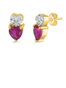 Zavya 92.5 Sterling Silver Gold-Plated Cubic Zirconia Heart Shaped Studs Earrings