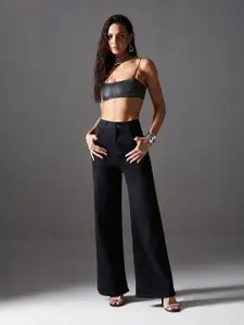 Miss Chase Women Wide Leg High-Rise Clean Look Stretchable Jeans