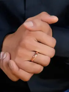 Zavya Men 925 Sterling Silver Rose Gold-Plated Finger Ring