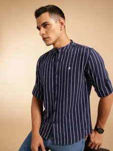 French Connection Self Striped Slim Fit Casual Shirt