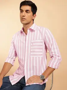 French Connection Slim Fit Striped Pure Cotton Casual Shirt