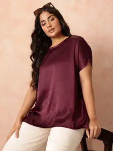 all about you Plus Size Extended Sleeves Sheen Satin-Finish Top
