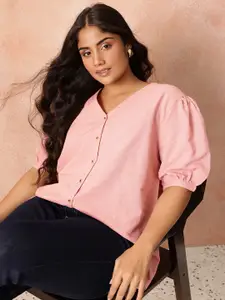 all about you Plus Size Self Design Shirt Style Top