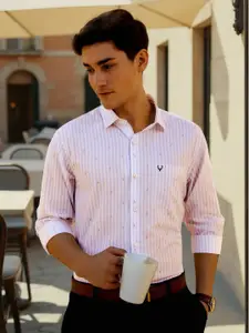 Allen Solly Men Slim Fit Spread Collar Vertical Striped Cotton Formal Shirt